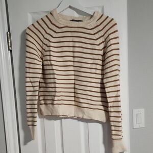 French Connection Beige and White Striped Sweater